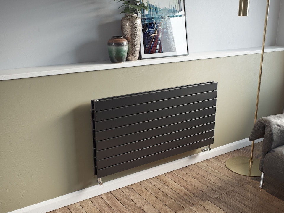 Mars Anthracite Single Flat Panel Horizontal Radiator 445x600mm