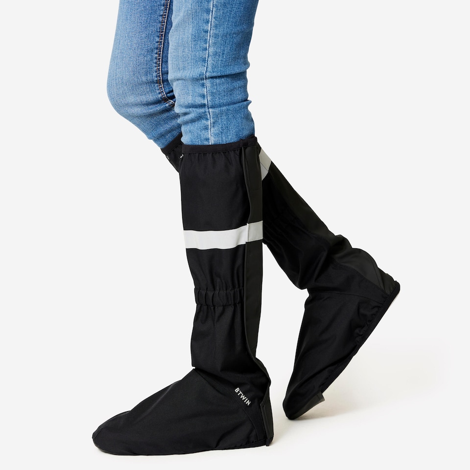 image 1 of Decathlon City Bike Waterproof High Overshoes - Black
