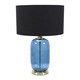 image 3 of ValueLights Leigh Navy Blue Glass and Gold Detail Table Lamp with Black Drum Shade
