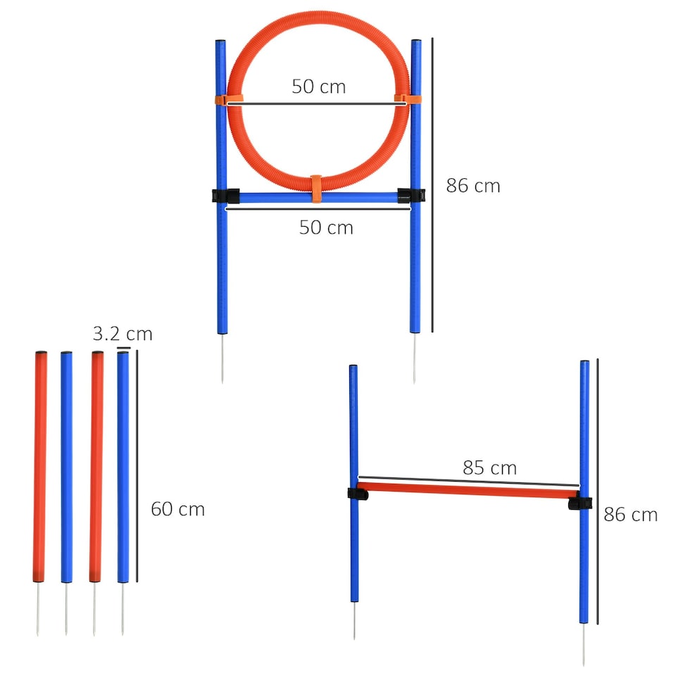 image 1 of PawHut Pet Agility Set Training Dogs Outward Outdoor Play Hurdle Jump Hoop Pole
