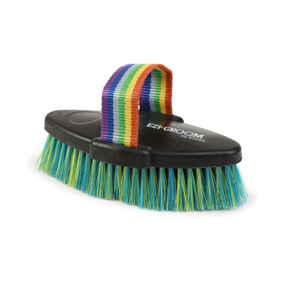 Ezi-Groom Shape Up Horse Body Brush - Blue/Yellow - 35mm x 165mm x 85mm