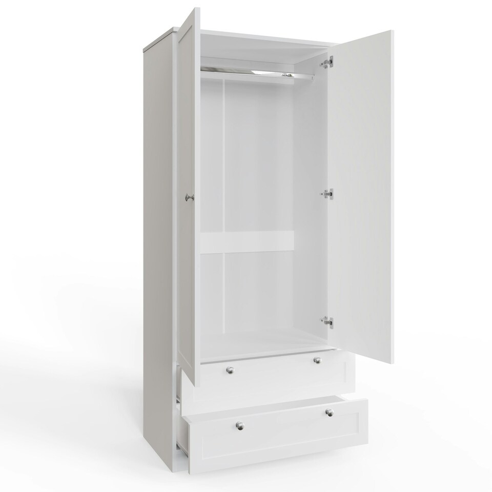 image 1 of FWStyle Artus Shaker 2 Door 2 Drawer Combination Wardrobe Matt White White