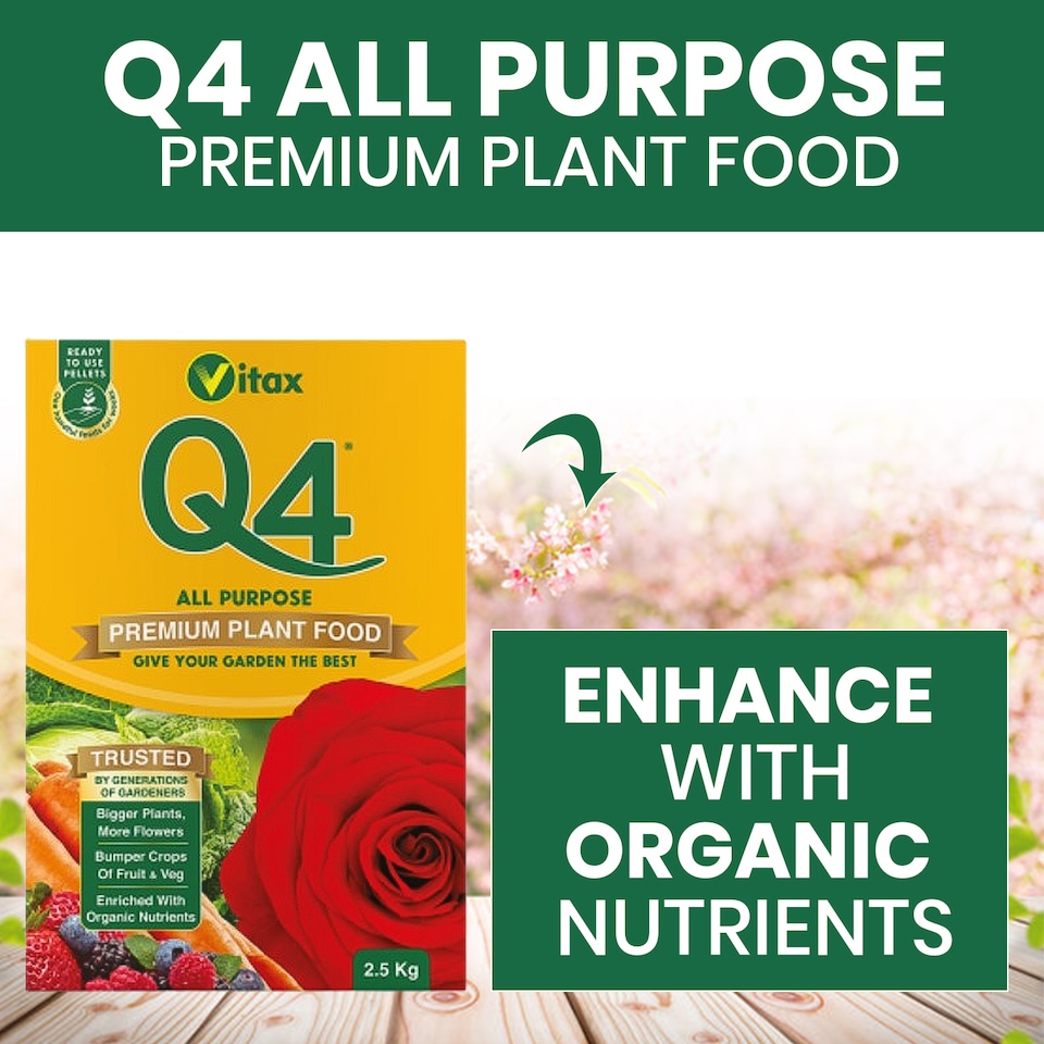 image 1 of Vitax Q4 Multipurpose Pelleted Fertilizer Balanced Slow-Release Feed for All Plants 2.5Kg