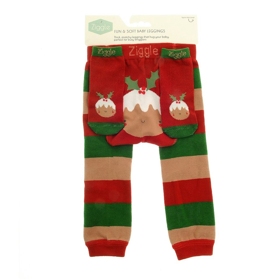 image 1 of Ziggle Leggings and Socks Set 0-6m - Christmas Pudding