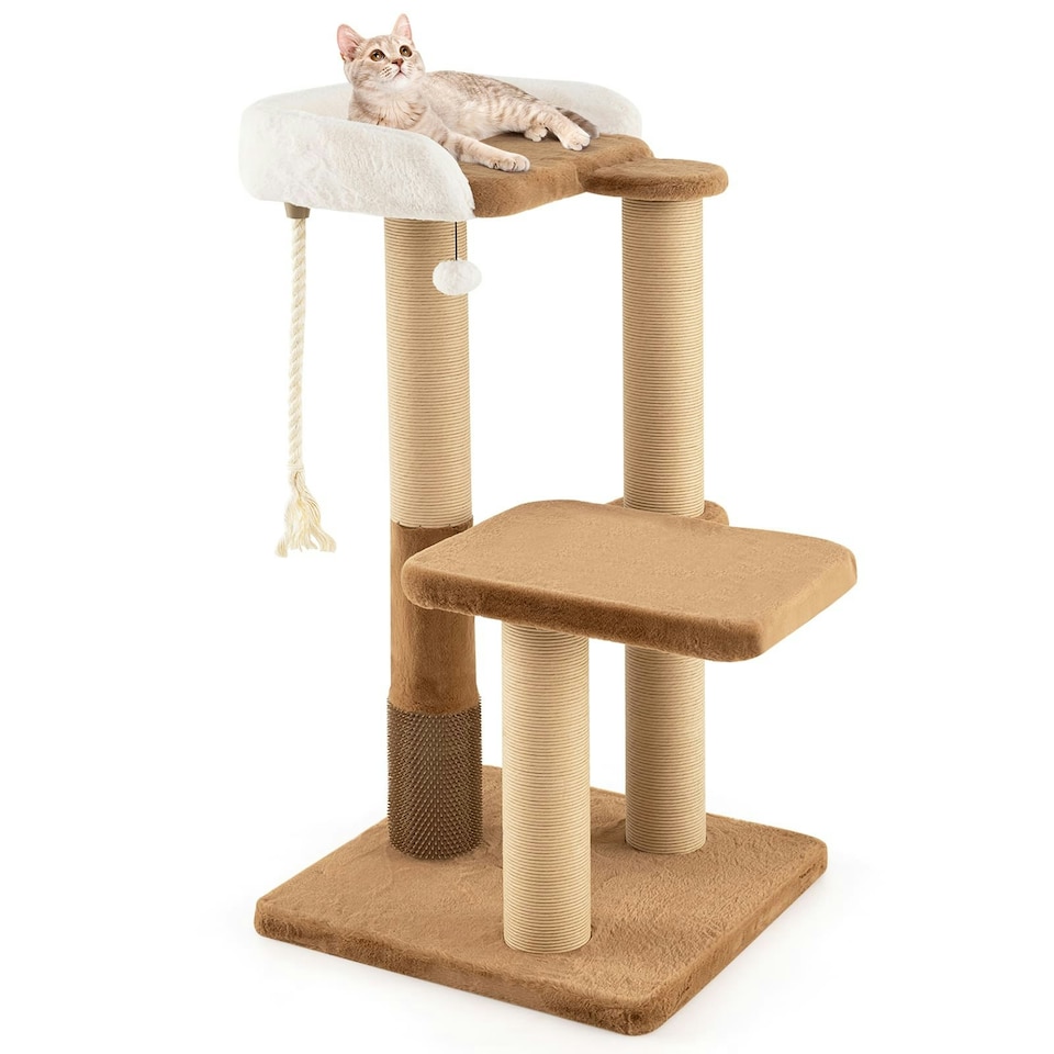 image 1 of COSTWAY Cat Tree 112cm Modern Kitty Tower w/Padded Perch