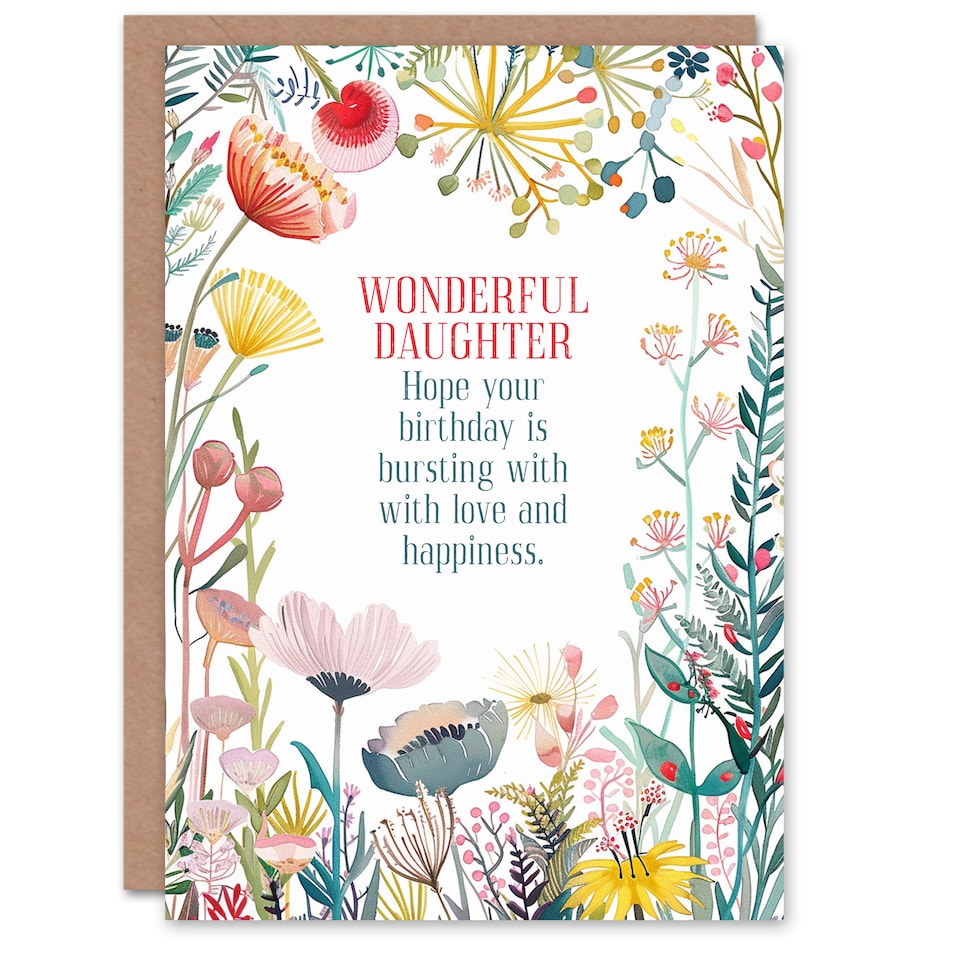 image 1 of Greeting Card Wonderful Daughter Love Happiness Floral Flowers