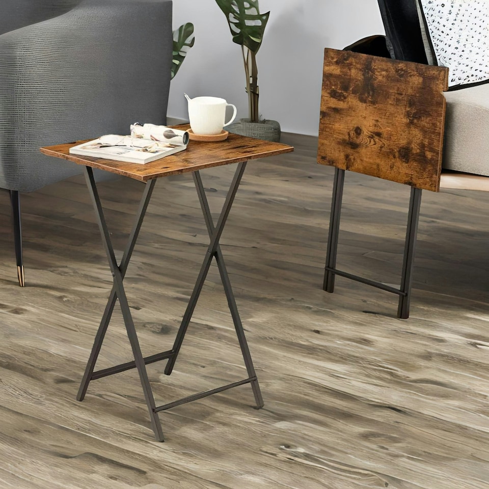 image 1 of Set of 2 Folding Tables Brown