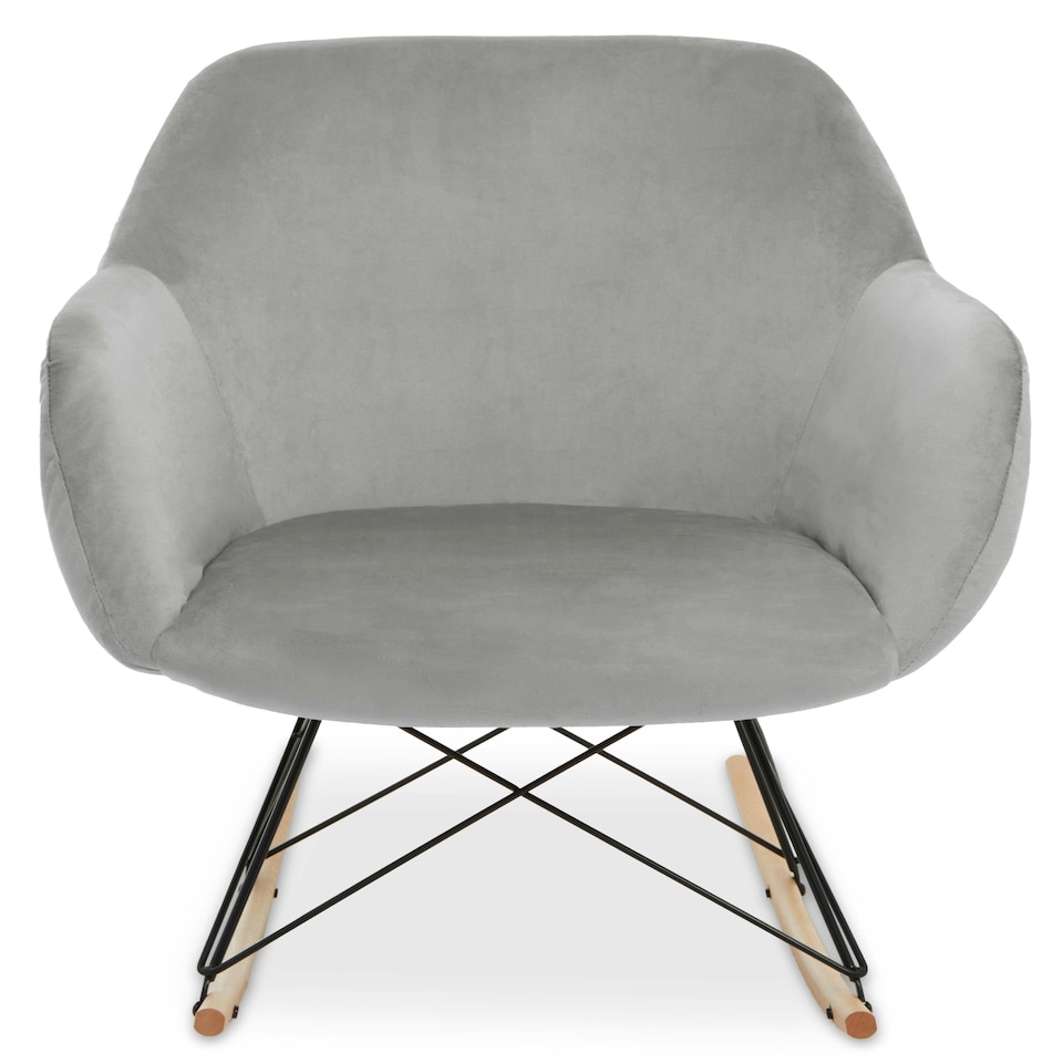 image 1 of Interiors by Premier Grey Velvet Rocking Chair, Comfortable Velvet Desk Chair, Backrest Velvet Rocking Armchair, Cozy Armchair
