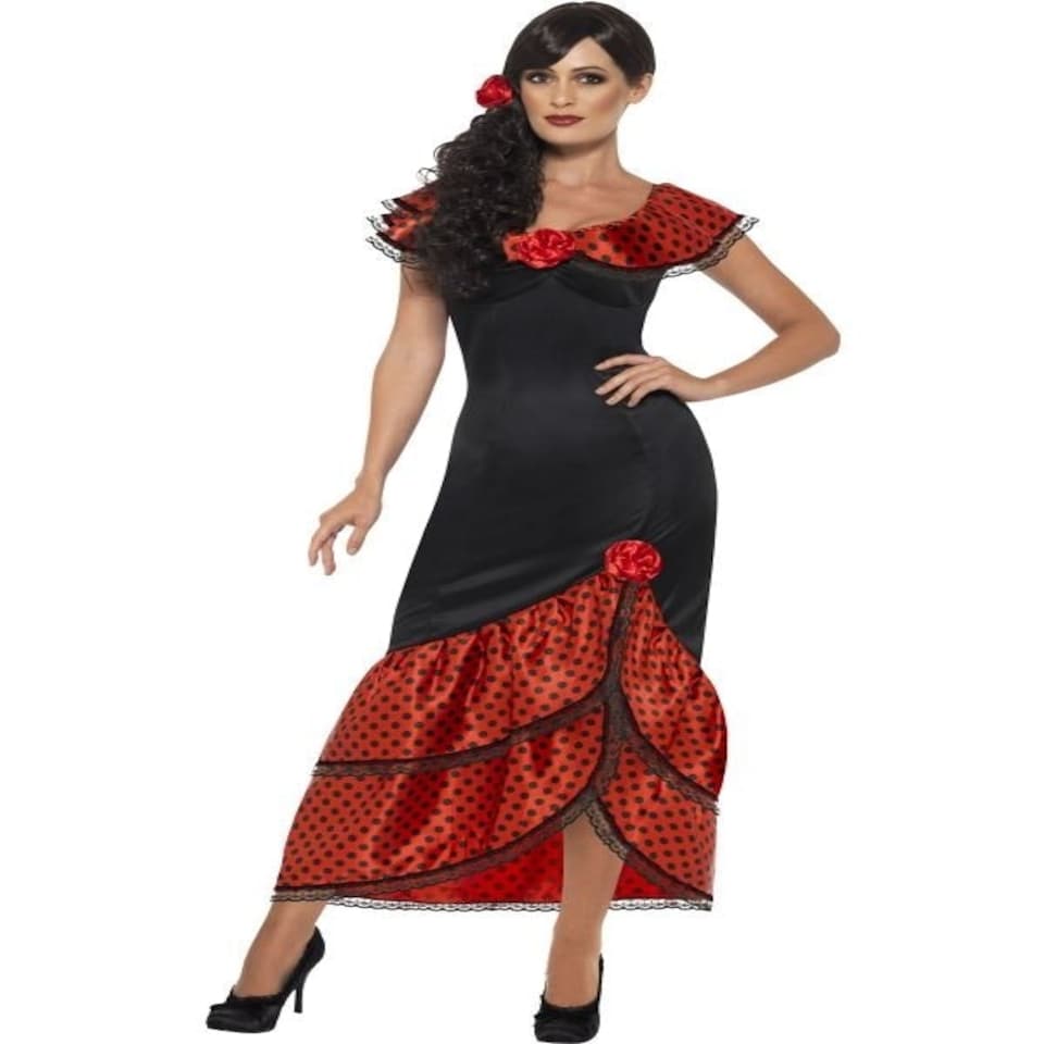 Flamenco Senorita Costume - Black - with Dress & Headpiece - 45514X1 XL