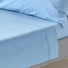 Homescapes Blue Egyptian Cotton Flat Sheet 200 TC, King | Blue | King