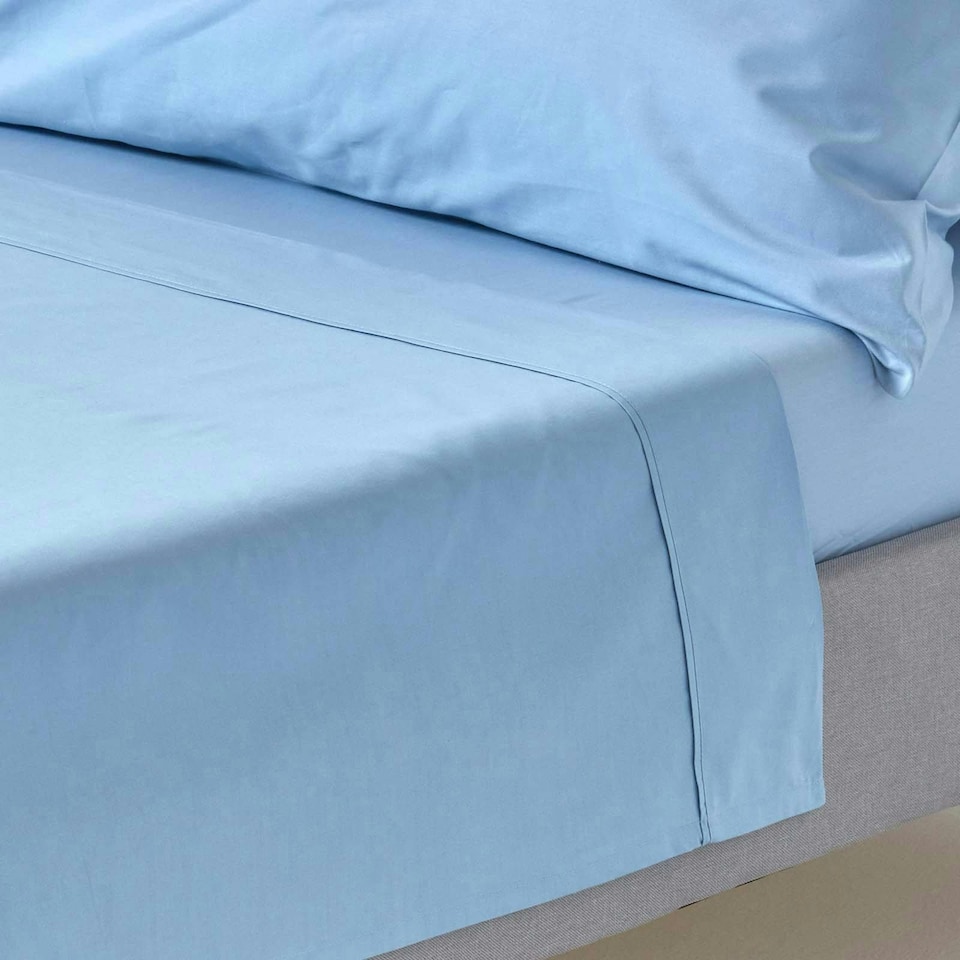 image 1 of Homescapes Blue Egyptian Cotton Flat Sheet 200 TC, King | Blue | King