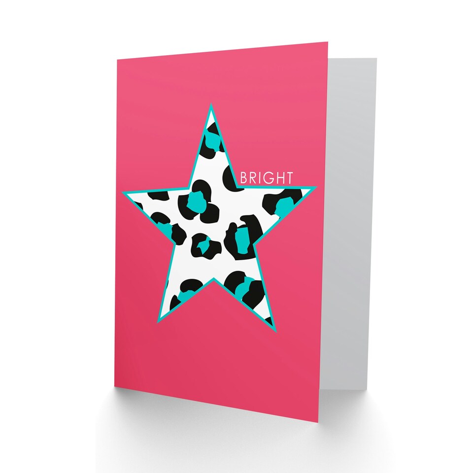 image 1 of Pink Teal Bright Leopard Quote Card