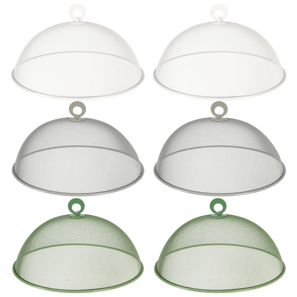 image 1 of Large Round Metal Mesh Food Cover Cake Dome Protector Outdoors Reusable Lid | Multi | Multicoloured | 2 of each colour