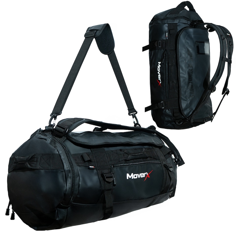 image 1 of MoverX 3-in-1 Heavy-Duty Waterproof Gym Bag, Duffle Bag, Rucksack | Black