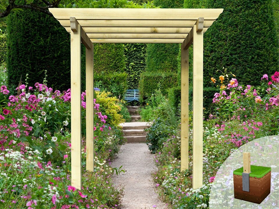 image 1 of eDecks HD Royal Walkway Pergola w/ Super Rafters, Concrete Posts 2.7m - 2.4x2.4m