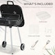 image 6 of Outsunny BBQ Charcoal Smoker Grill Trolley with 2 Wheels and Grilling Utensils