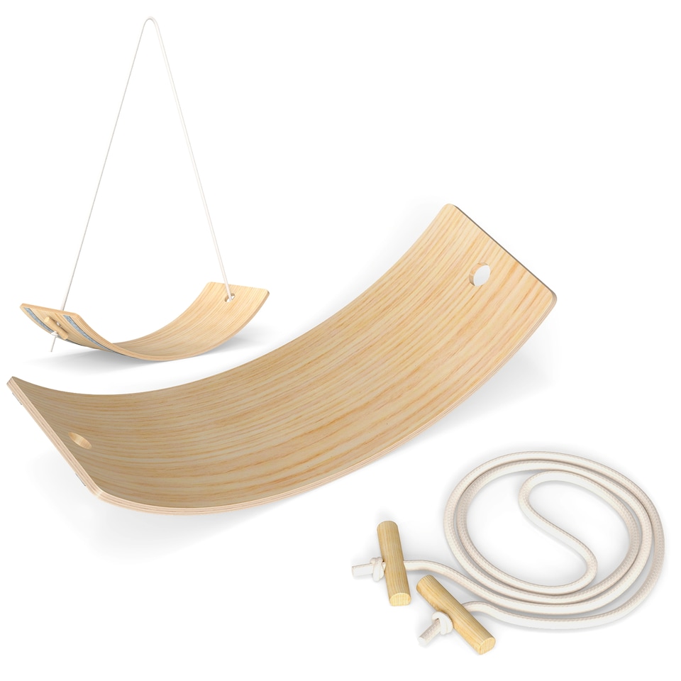 image 1 of AIYAPLAY Kids Wooden Balance Board with Rope and Felt for Sensory Play