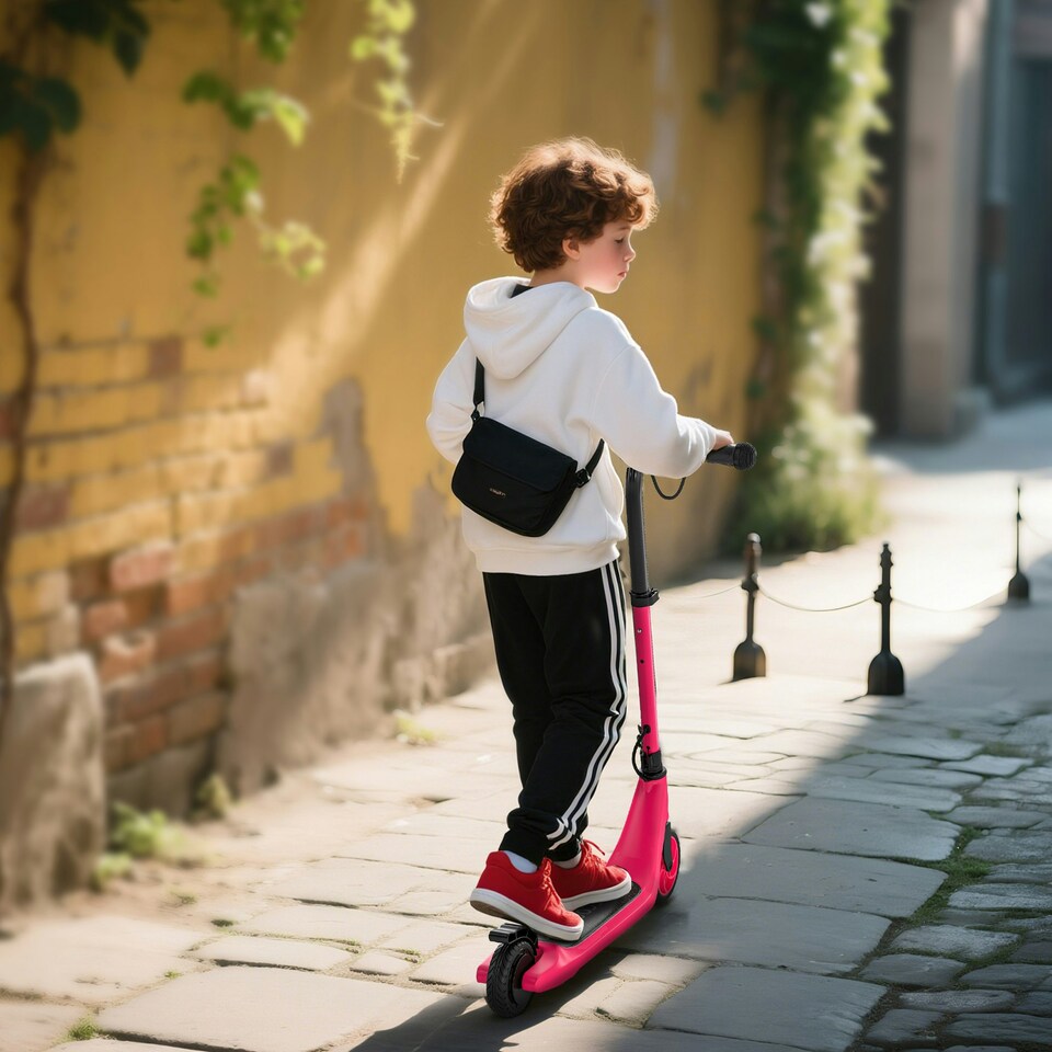 image 1 of HOMCOM 120W Electric Scooter w/ Rear Break - Pink