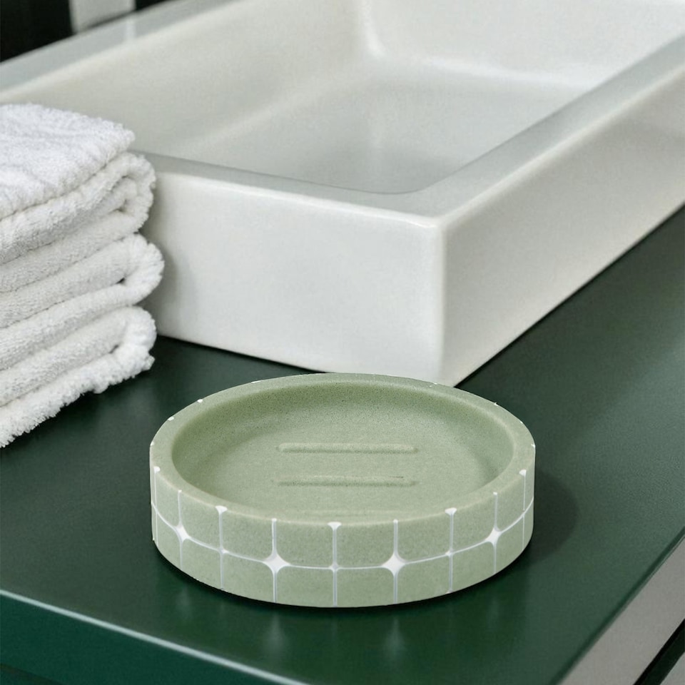 image 1 of Showerdrape Mosaica Pistachio Green Soap Dish | Green | White | 1
