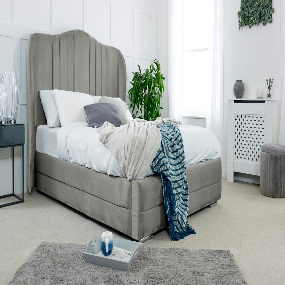 Dorridge Plush Superking Bed Frame - Silver