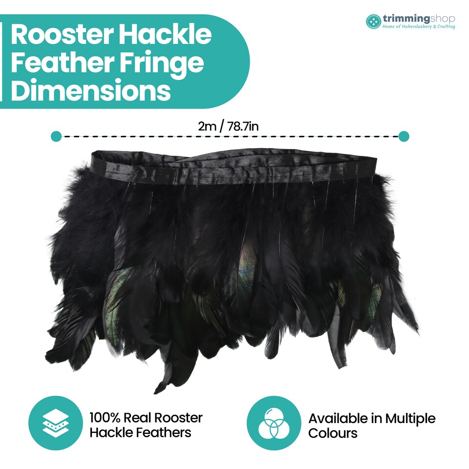 image 1 of Trimming Shop 2M Rooster Hackle Feather Fringe Trim for Creative Projects