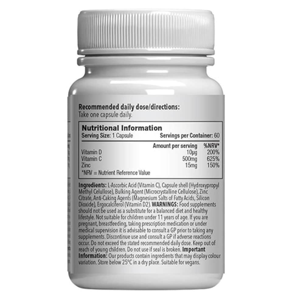 image 1 of Immunity Support with Vitamin C, Vitamin D & Zinc - 60 Capsules
