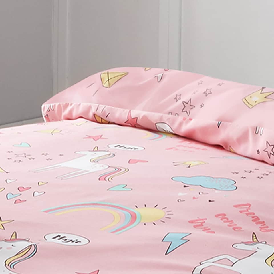 image 1 of Happy Linen Company Unicorns Rainbows Duvet Cover Bedding Set