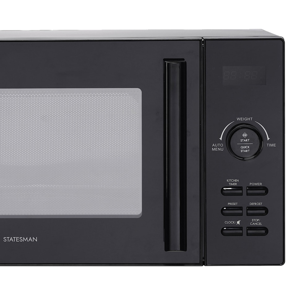image 1 of Statesman 23L 900W Digital Solo Microwave, 11 Power Levels, Stainless Steel Cavity, Black
