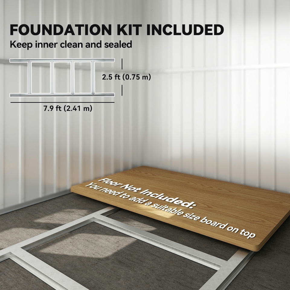 image 1 of Outsunny 8.5 x 6ft Galvanised Steel Garden Shed with Foundation Kit, Green 