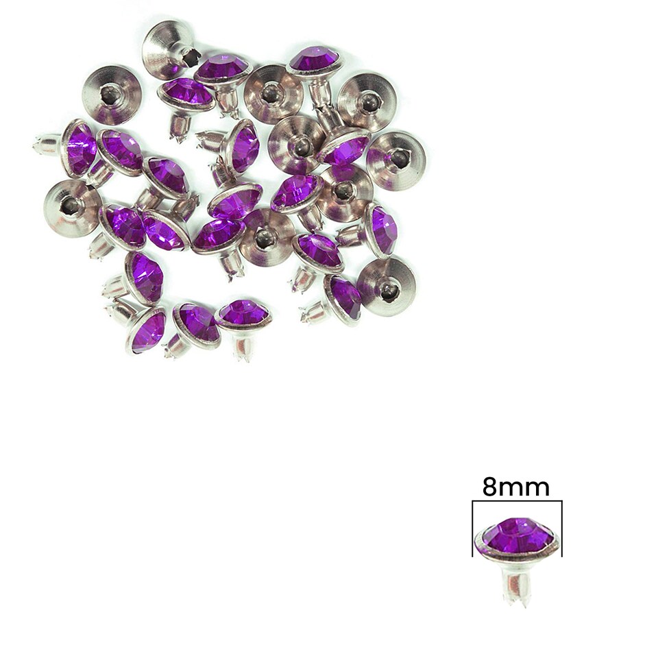 image 1 of 8mm Diamante Acrylic Rhinestone Studs with Pins - Pack of 10