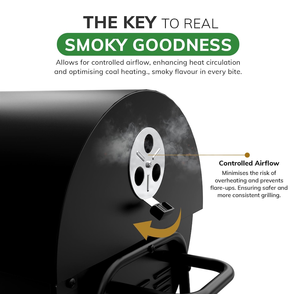 image 1 of House of Home BBQ Barrel Charcoal Grill with Lid Thermometer, Portable Trolley Smoker, Wheels