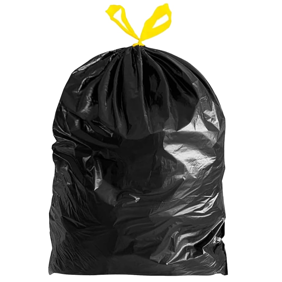 image 1 of 1 Roll (50) Black 120L Easy Tie Top Handle Drawstring Refuse Sacks For Home Kitchen & Garden Use