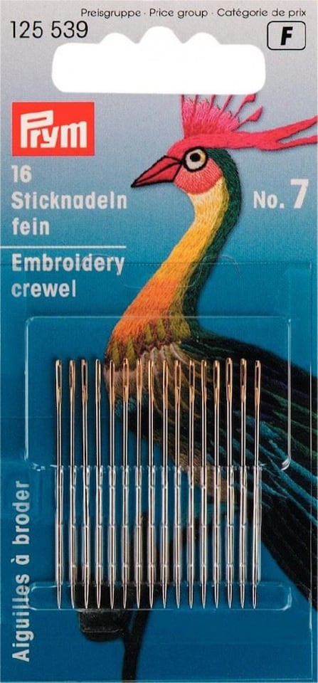 Prym Fine Embroidery Needles Size 7 for Embroidery - per pack of 16