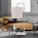 image 4 of Set of 2 Arched Table Lamps with Natural Linen Shades | Chrome | Brown | Large | 2