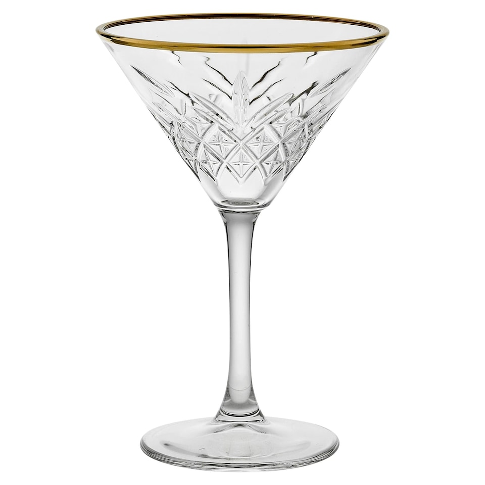 image 1 of Timeless Martini Glass With Gold Rim Sets Queensway Tall Party Drinks Glassware | Clear | Clear | Set of 4