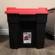 image 4 of 140L Black and Red Tuff Stackable Storage Box with Lid and Carry Handles | Multi | Black and Red