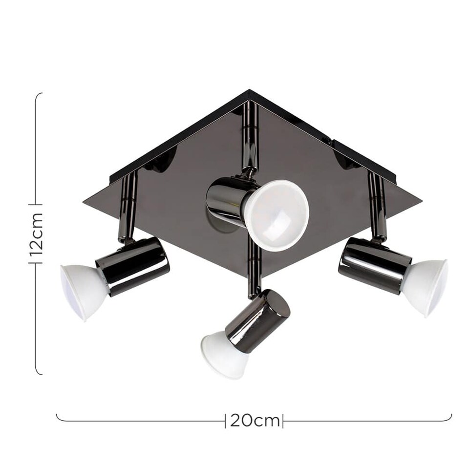 image 1 of ValueLights 4 Way Black Spotlight and Cool White Bulbs