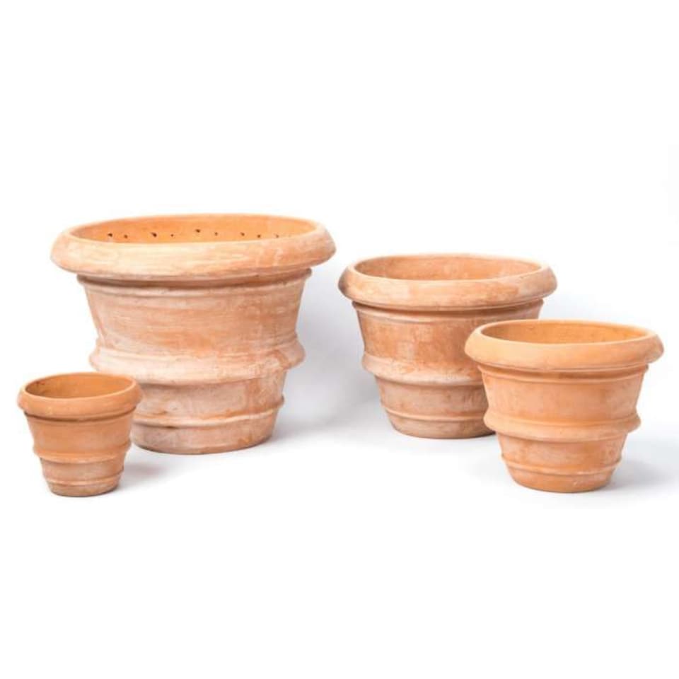 image 1 of Primrose Garden Terracotta Round Rolled Rim Patio Planter Pot 27cm