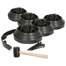 Harbour Housewares Flexible Plastic Lawn Edging with 200 Pegs & Mallet - 50m x 4cm - Black | Black | 5