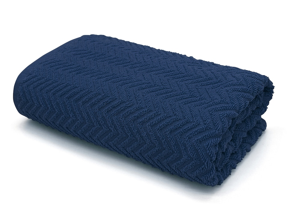 100% Cotton Chevron Towels - Navy | Blue | Navy | Hand towel