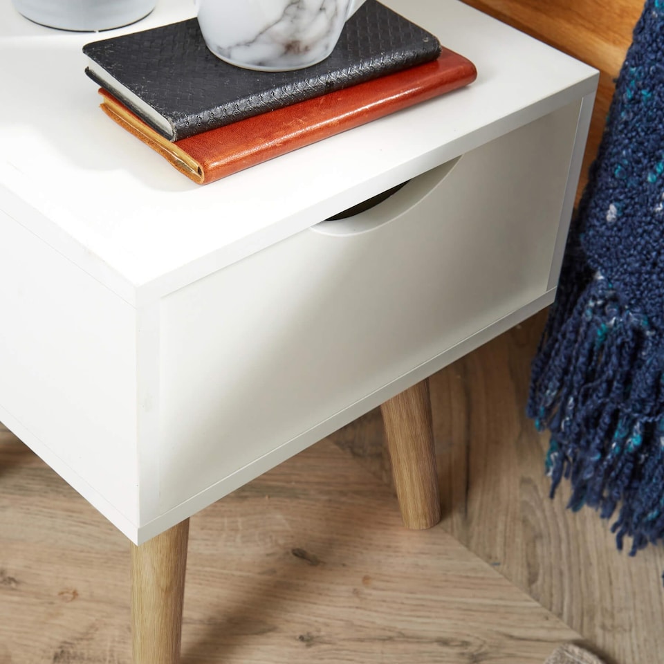 image 1 of Bedside Table Nightstand Compact Design | White