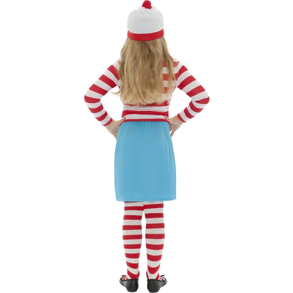image 1 of Wheres Wally? Girls Wenda Costume Set - White/Red/Blue - 10-12 Years 10