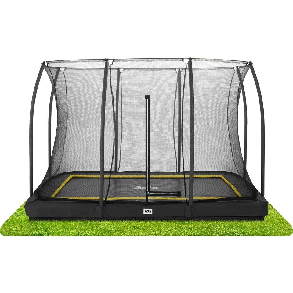 image 1 of 10ft x 7ft Salta Black Comfort Edition Inground Rectangular Trampoline with Enclosure