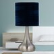 image 4 of Romana - Brushed Chrome Touch Operated Table Lamp with Navy Blue Crushed Velvet Shade Silver | Blue