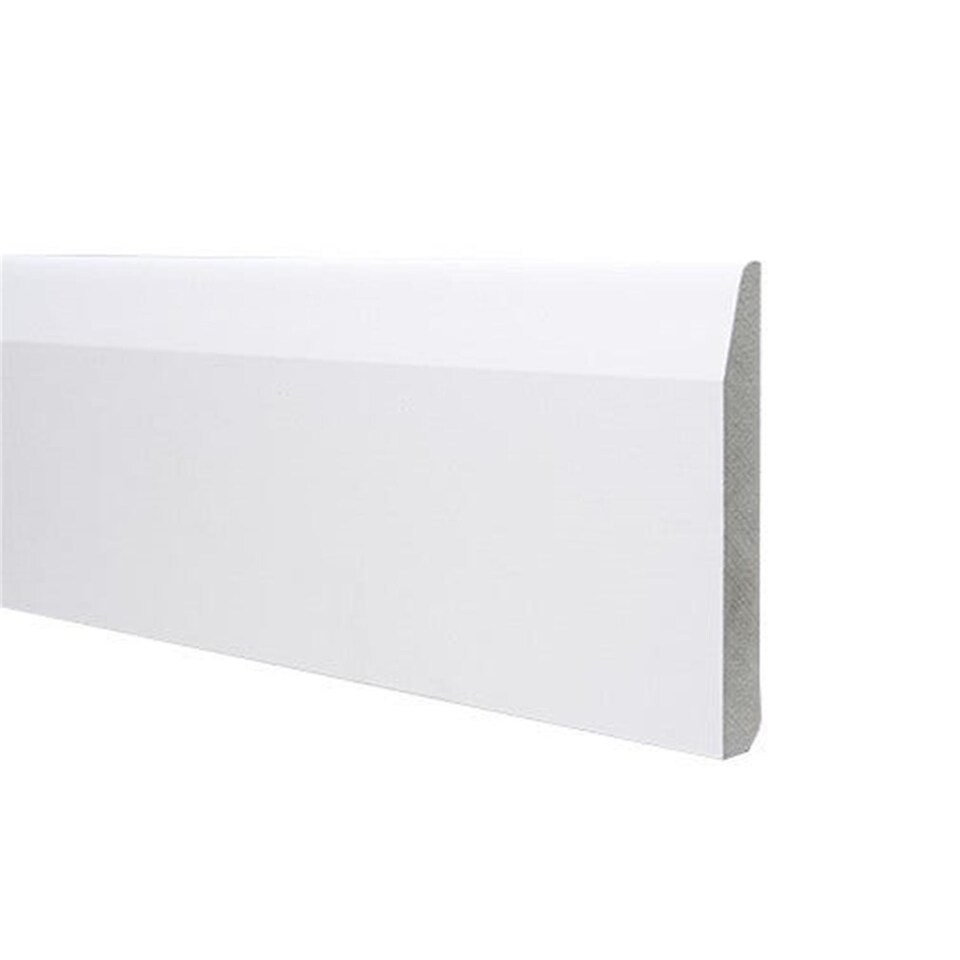 Pack of 20 (Total 20 Units) - Moisture Resistant MDF Primed Skirting - Chamfered & Rounded - 18mm (W) x 144mm (H) - 4400mm (L)