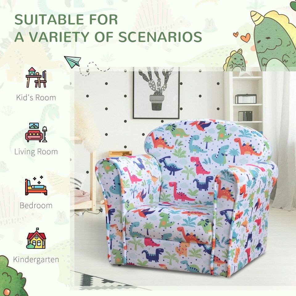 image 1 of HOMCOM Kids Armchair Toddler Sofa Foam Filled Upholstered Couch Rocket