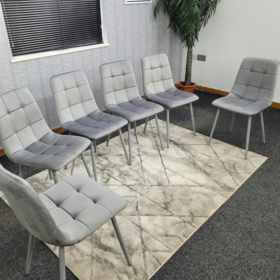 image 1 of Dining Chairs Set of 6 Grey Velvet Kitchen Chairs Grey