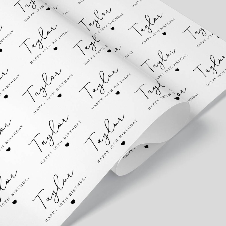 image 1 of Personalised Milestone Classy Birthday Wrapping Paper | White | 1