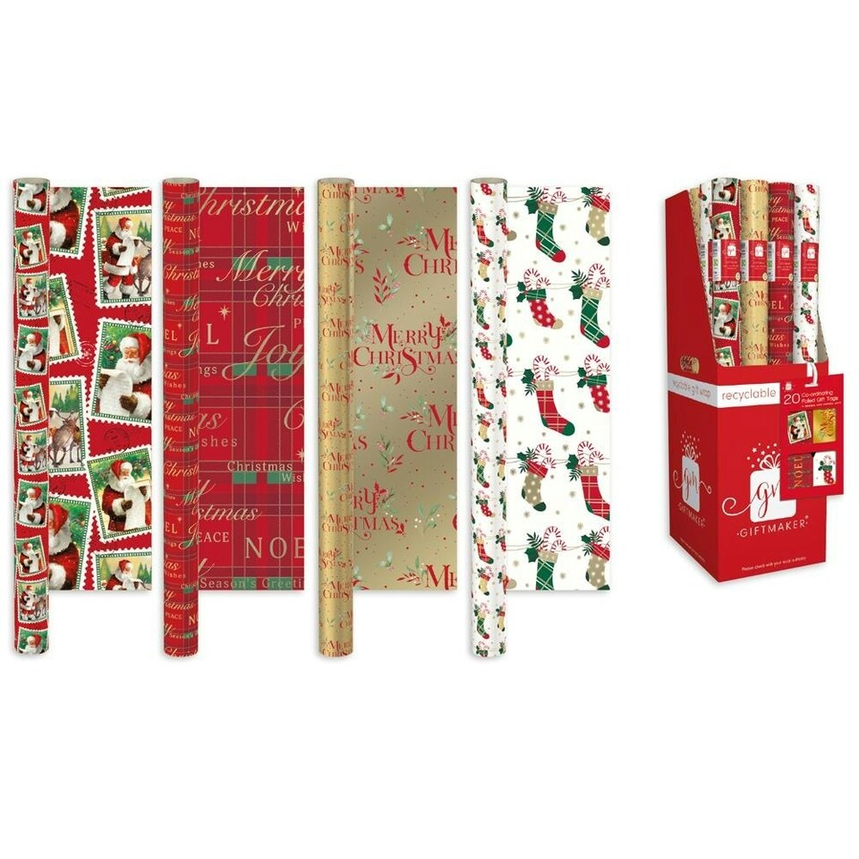 image 1 of Pack of 4 4m Elegant Traditional Christmas Wrap Rolls