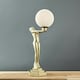 image 1 of ValueLights Pair of Olivia Matt Gold Art Deco Table Lamps with a White Glass Globe Shade and LED Bulbs Gold